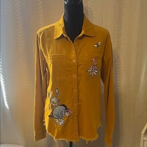 Disney Mustard Yellow Eeyore Embroidered Button-Up Blouse